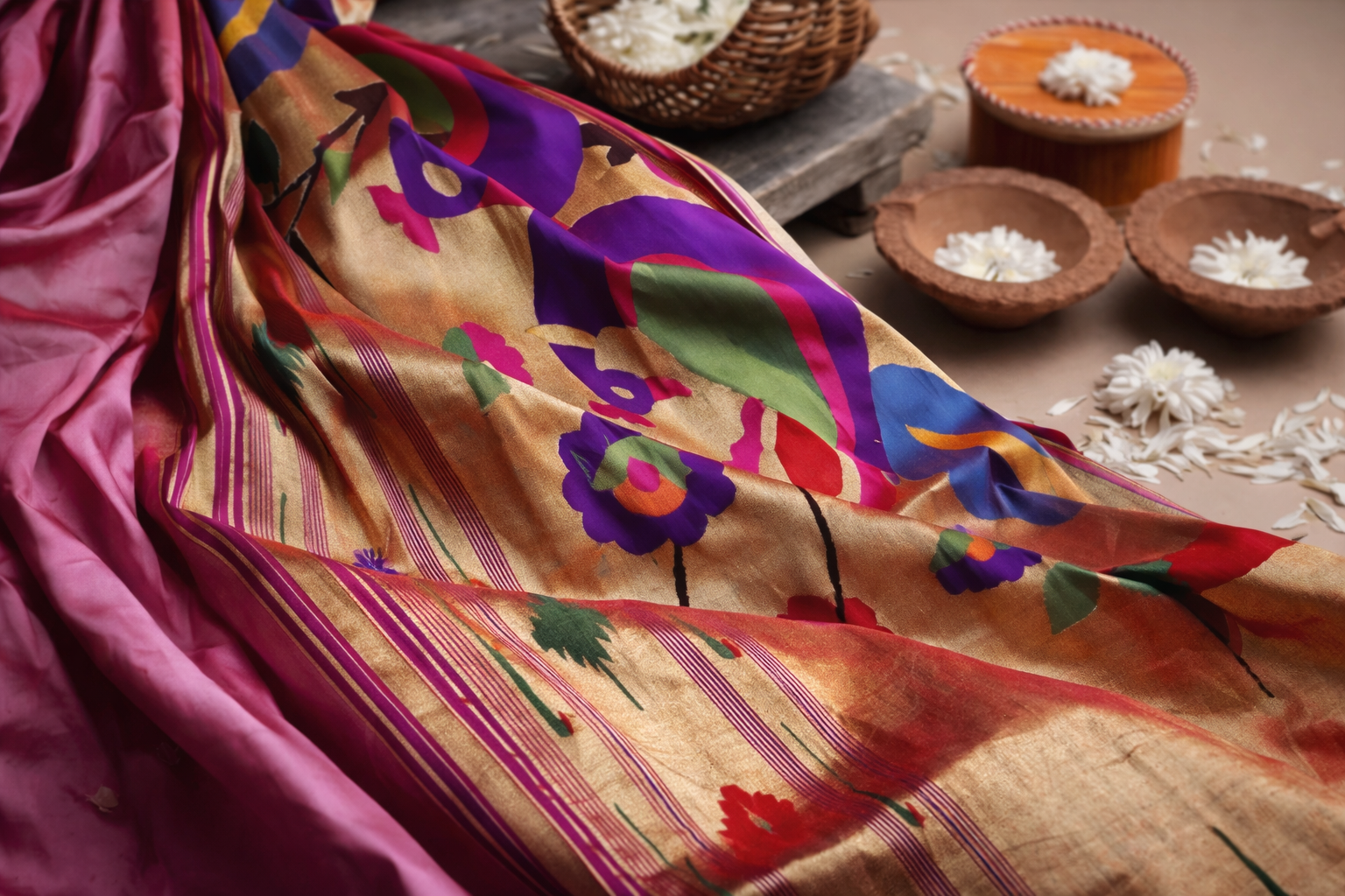 Paithani saree draped on model